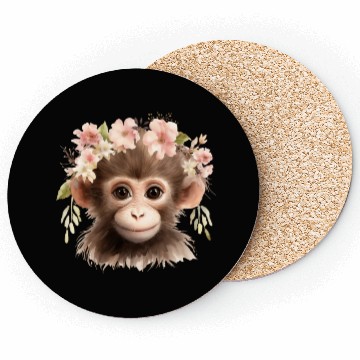 Discover Monkey Chimpanzee Jungle Animal Boho Floral Ape Coasters
