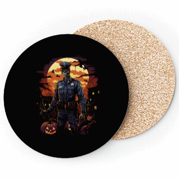 Discover Creepy Zombie Cop Undead Police Halloween Officer Coasters
