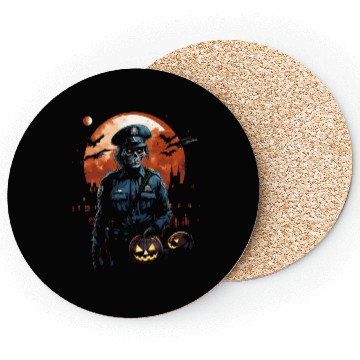 Discover Creepy Zombie Cop Undead Police Halloween Officer Coasters