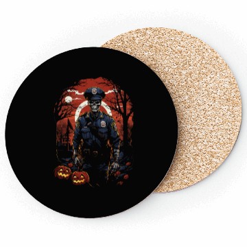Discover Creepy Zombie Cop Undead Police Halloween Officer Coasters