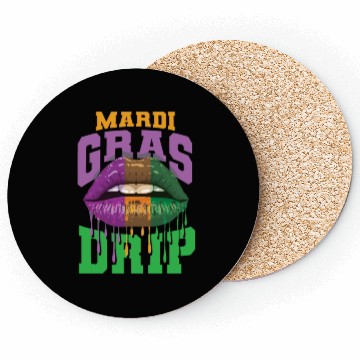 Discover Lips Mardi Gras Drip Coasters