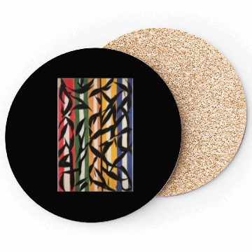 Discover Striped Abstract Painting with Leaves Coasters