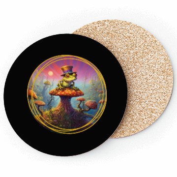 Discover Psychedelic Frog with a Hat Coasters
