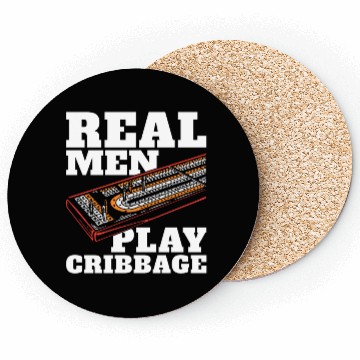 Discover Cribbage Real Men Play Cribbage Loves Board Game Coasters