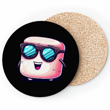 Discover Cool Marshmallow with Sunglasses: Casual Design Coasters