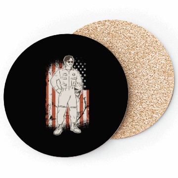 Discover pilot with usa flag Coasters