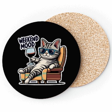 Discover Weekend Mood Cat Chill Coasters