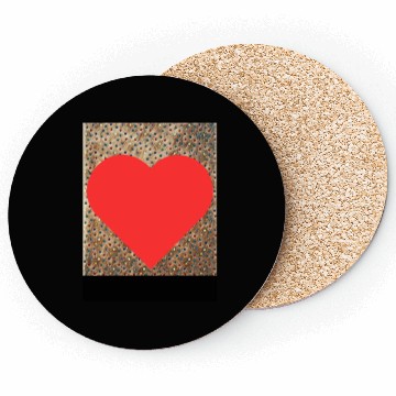 Discover Romantic Red Love Heart on Brown Dotted Background Coasters