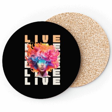 Discover Glowing Women Head. Live. Coasters