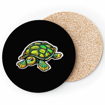 Discover Turtle Animal Turtle Green Coasters