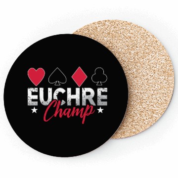 Discover Euchre Champ Playing Cards Pinochle Board Game Coasters
