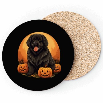 Discover Newfoundland Dog Pumpkin Lazy Halloween Party Coasters