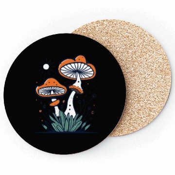 Discover mushroom with Vintage Frog in Fall Woods Coasters