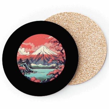Discover Fuji Sakura Serenity: Japanese Landscape Bliss Coasters