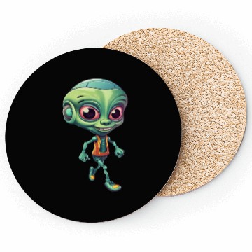 Discover Funny Green Alien: Humorous Space Design Coasters