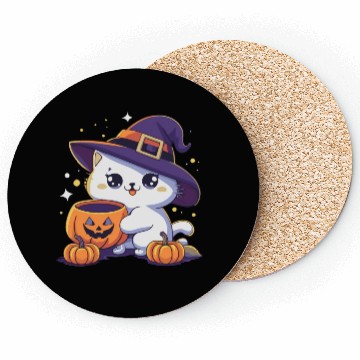 Discover Cute Cat Halloween 3 Coasters