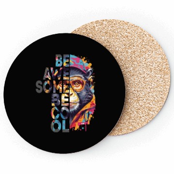 Discover monkey wearing glasses and hat, be awesome be cool Coasters