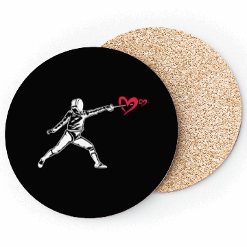 Discover Fencing Fencer Heart Coasters