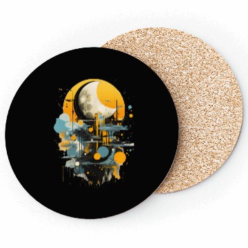 Discover Abstract Moon Over City Coasters