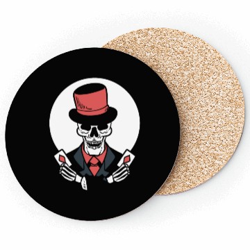 Discover Skeleton Poker Cards Magician Coasters