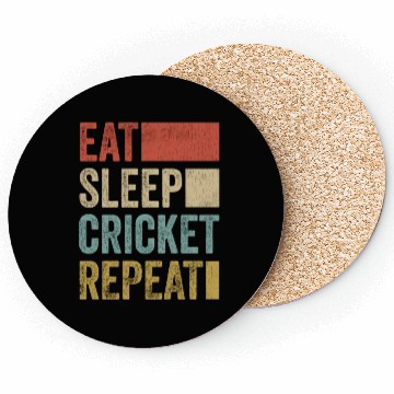 Discover Retro Eat Sleep Cricket Repeat Funny Cricket Coasters