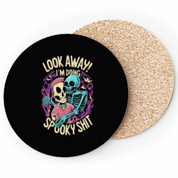 Discover Spooky Shit Skeleton Girl in Arm Halloween Coasters