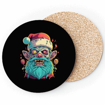 Discover Zombie Face With Santa Hat Coasters