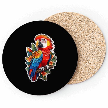 Discover Scarlet Macaw Kawaii Coasters