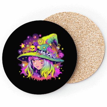 Discover Cute Neon Witch Coasters