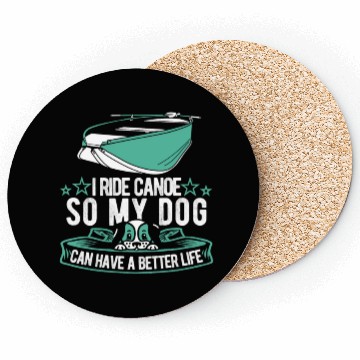 Discover Canoe Canoeing Canoeist Dog Coasters