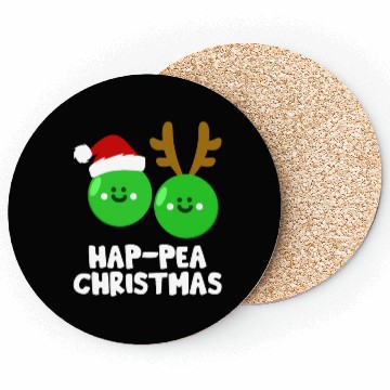 Discover Hap-Pea Christmas Funny Vegetable Vegan Food Pun Coasters