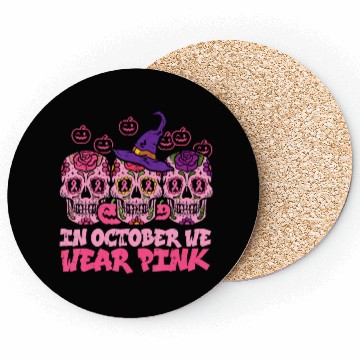 Discover We Wear Pink Sugar Skull Halloween Breast Cancer Coasters