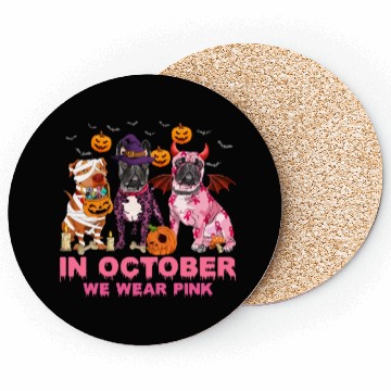 Discover In October We Wear Pink Pumpkin Pitbull Coasters