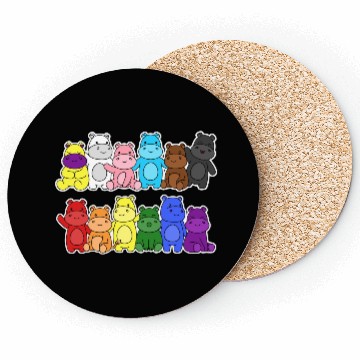 Discover Pride Progress Flag Hippo Design for Equality Coasters