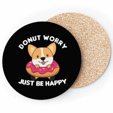Discover Cute Corgi Funny Animals In Donut Pink Coasters
