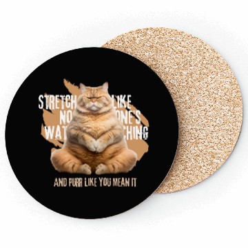 Discover Stretch and Purr: Cat Ready for Exercise Coasters