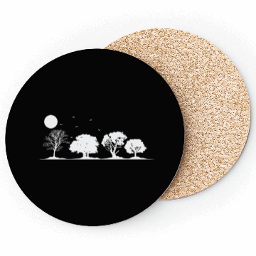 Discover Trees at full Moon Nature Forests Leaves Coasters