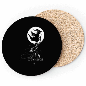 Discover Witch Wizard Broom Halloween Coasters