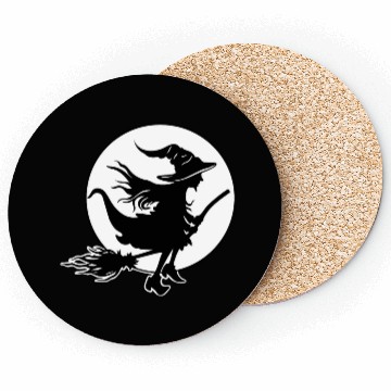 Discover Witch Wizard Broom Halloween Coasters