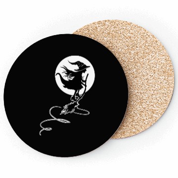 Discover Witch Wizard Broom Halloween Coasters