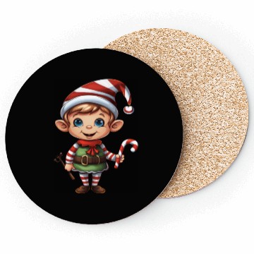 Discover Christmas Elf Candy Cane X-Mas Pajamas Party Coasters