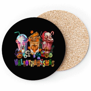 Discover Happy Hallothanksmas Coffee Latte Halloween Coasters