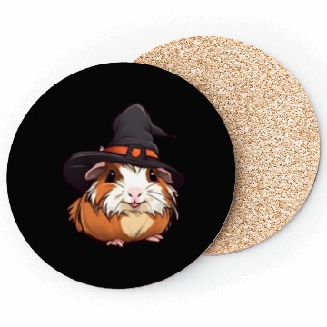 Discover Cute Halloween guinea pig with a witch hat. Coasters