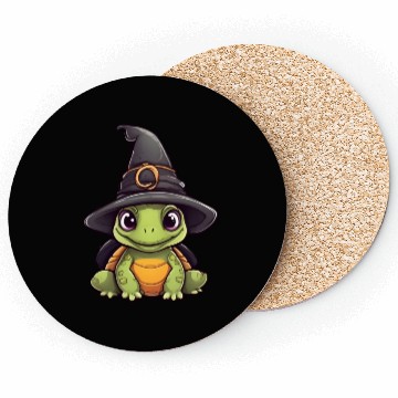 Discover Cute Halloween turtle with a witch hat. Coasters