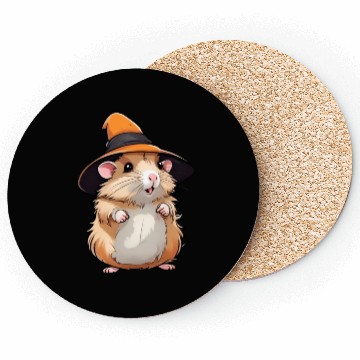 Discover Cute Halloween hamster with a witch hat. Coasters