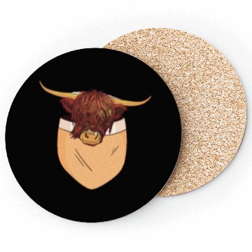 Discover Scottish Highland Cow Pocket Design Coasters