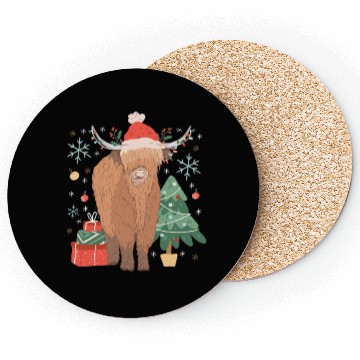 Discover Scottish Highland Cow Christmas Costume Coasters
