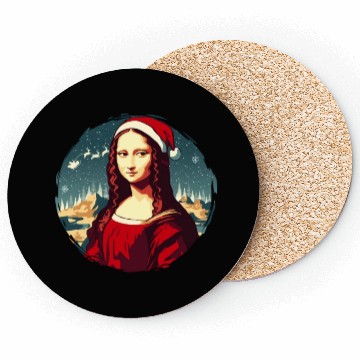 Discover Mona Lisa Funny Christmas Art Coasters