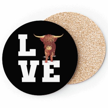 Discover Love Scottish Highland Cow Outfit Coasters