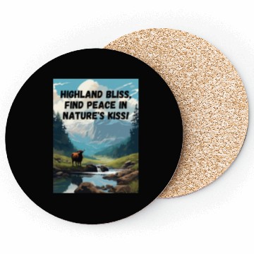Discover Highland Mountain Landscape with a highland cow Coasters